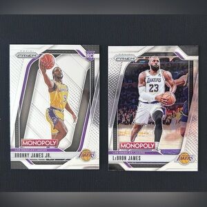 2024-25 Panini Monopoly Prizm Bronny and Lebron James NBA Trading Cards